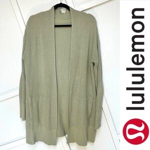 Lululemon Cashlu Sage Green Knit Cardigan Drop Shoulder Sweater Sz: XL